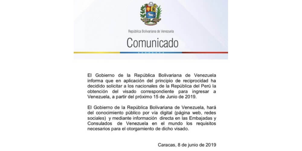 venezuela-exigira-visado-a-peruanos-que-quieran entrar-al-pais-comunicado-visado-a-peruanos-movidatuy.com