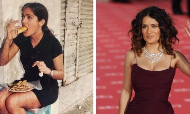 😮 Sale a luz pública una inédita foto de Salma Hayek cuando comía tacos callejeros 😮