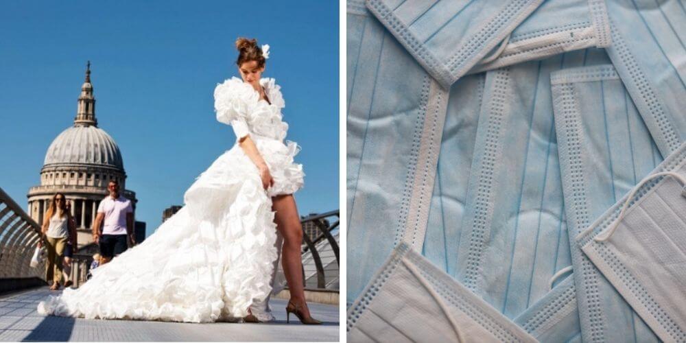 diseñador-crea-vestido-de-novia-con-mascarillas-recicladas-y-causa-impacto-diseño-tom-silverwood-movidatuy.com