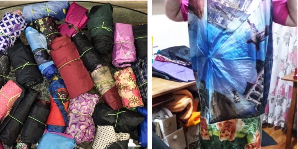 ✌️ Estas voluntarias reciclan paraguas viejos convirtiéndolos en refugios impermeables ✌️