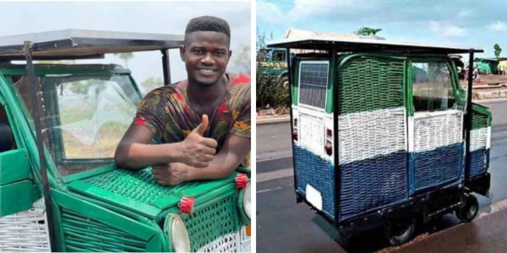 ✌️ Joven africano fabricó un coche solar con bambú y chatarras ✌️
